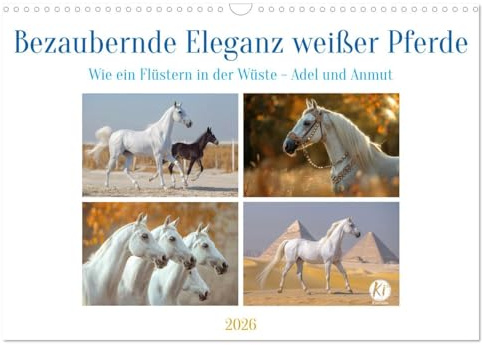 Bezaubernde Eleganz weißer Pferde (Wandkalender 2026 DIN A3 quer), CALVENDO Monatskalender: Schneeweiße Pracht: Ein Symbol der Reinheit (CALVENDO Tiere)