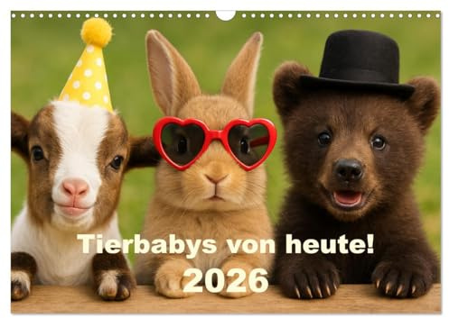 Tierbaby von heute! (Wandkalender 2026 DIN A3 quer), CALVENDO Monatskalender: Wenn Tierbabys Monate wären... (CALVENDO Tiere)