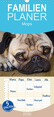 Mops - Familienplaner hoch (Wandkalender 2020 , 21 cm x 45 cm, hoch): Die Mops-Hündin Hilde ist die ständige, vierbeinige Begleitung von ... (Monatskalender, 14 Seiten ) (CALVENDO Tiere)