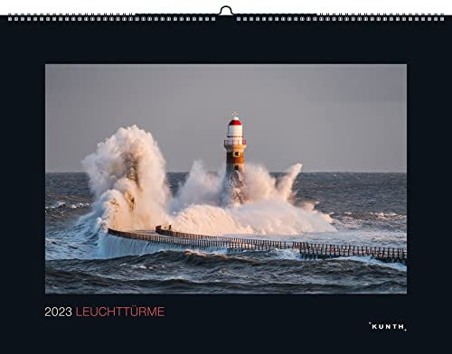 Leuchttürme 2023 (KUNTH Wandkalender Black Edition 60 x 45 cm)