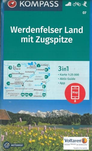 KOMPASS Wanderkarte Werdenfelser Land mit Zugspitze: 3in1 Wanderkarte 1:25000 mit Aktiv Guide inklusive Karte zur offline Verwendung in der ... Langlaufen. (KOMPASS-Wanderkarten, Band 7)