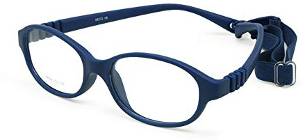 EnzoDate Boy Glasses Frame with Strap Size 50/16 One-piece No Screw Safe,Bendable Girls Flexible Eyeglasses, Optical Children Glasses.For Ages 9+y