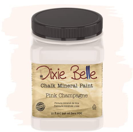 Dixie Belle Paint Company Chalk Finish Furniture Paint - Pink Champagne (32oz) - Matte Pale Pink Chic Chalk Mineral DIY Furniture Paint