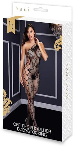 Baci Lingerie off the shoulder bodystocking, os Lingerie Bodystockings Black Größe: One Size
