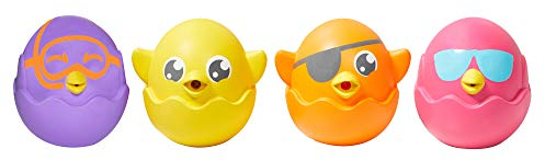 TOMY Versteck- und Quiek Badespritzer, 4 süße, quietschende und spritzende Küken grenzenlosen Bade- und Spielspaß! Das perfekte Spielzeug für Babys, und Kleinkinder