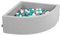 KiddyMoon Piscine À Balles pour Bébé Quart Angulaire 90X30cm/200 Balles 7Cm Fosses À Boules Jouet Enfant, Gris Clair: Gris/Blanc/Turquoise