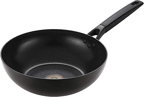 LocknLock Hard & Light Black Wok 33 cm Kochgeschirr, harteloxiert, Aluminium, Antihaftbeschichtung mit ergonomischem Bakelit-Griff, PFOA-frei, Induktionsbereit, spülmaschinen- und ofenfest