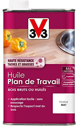 V33 Huile pour plan de travail, Incolore mat 0,5L