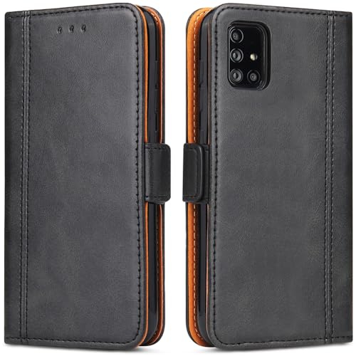 Bozon Handyhülle für Galaxy A71, Lederhülle mit Kartenfächer, Handytasche mit Standfunktion, Klapphülle Tasche für Samsung Galaxy A71 (Schwarz)