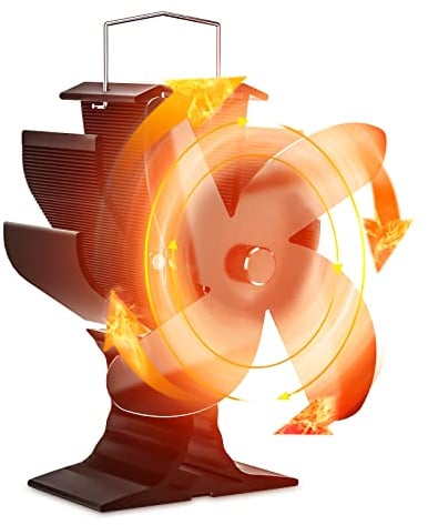 Signstek Ofenventilator Kaminventilator Öfen ohne Strom für Kamin Kaminöfen, Kamin Ventilator für Holzöfen, Lüfter mit 4 Blättern