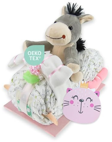 Windeltorte ® Windelmotorrad für Jungen & Mädchen - LILLYDOO Windeln | Geschenk zur Geburt | Babyparty - Babyshower | Geschenk zur Babyparty – Handgefertigte Windelgeschenke (Mädchen/Rosa)