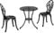 Outsunny Bistro-Set 3-teilig aus Aluminium Gartenmöbel Set mit geschnitztem Design Sitzgruppe mit Gartenstühlen Bistrotisch Schirmloch Outdoor Balkonmöbel Set Balkonset Gartengarnitur Schwarz