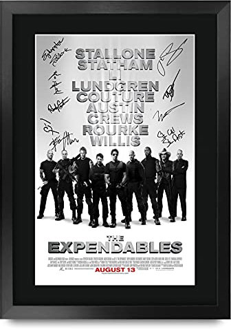 HWC Trading FR A3 The Expendables 1 Sylvester Stallone Gifts gedrucktes Poster, signiertes Autogramm, Bild für Film-Andenken, A3, gerahmt