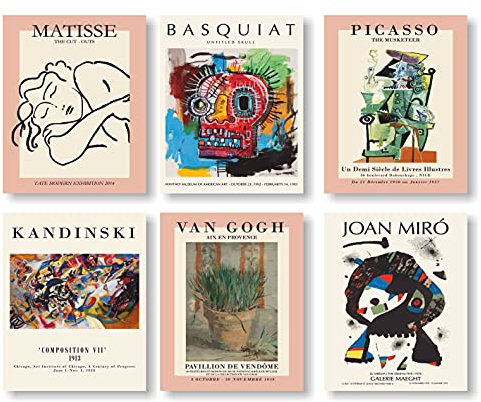 Salvador Dali Matisse Picasso Van Gogh Kandinski Basquiat Posterdrucke, Mix Artist Wall Decor Posterdrucke, Matisse Raumdekoration, Kandinski Wall Decor, Mix Artist Wall Art