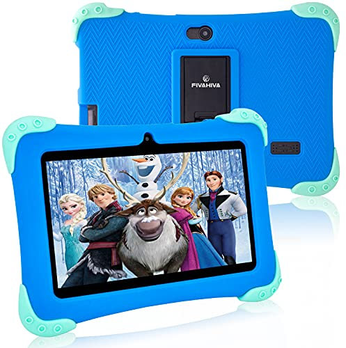 Fivahiva Kids Tablets 7 HD Display Android 12 Tablet for Kids Dual Camera 2GB+32GB WIFI Bluetooth Parental Control Eye Protection Children Tablet for Ages 2-12 with Kid-Proof Case (Blue)