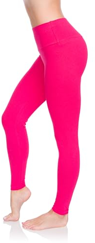SOFTSAIL - Leggings de algodón para Mujer Cintura Alta Control del Vientre Deportes Gimnasio Fitness Pantalones elásticos para Mujer Color sólido Tallas Grandes Rosa 40 LWP