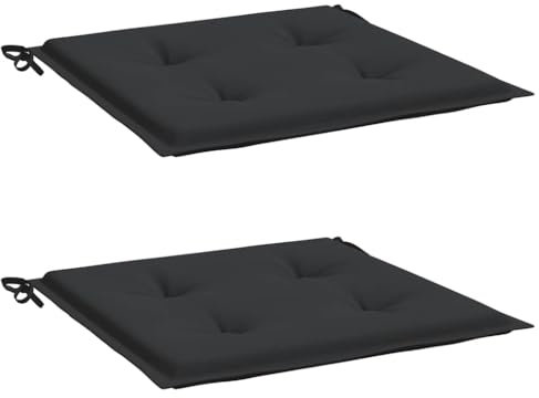 vidaXL Gartenstuhl Kissen 2 STK., Sitzkissen Outdoor Indoor, Stuhlkissen mit 2 Sätzen Schnüren, Stuhlauflage Sitzpolster, Schwarz 40x40x3cm Oxford-Gewebe