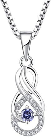 Starnny Damen Kette Silber 925 Unendlichkeit Halskette Anhänger mit 3A Dezember Geburtsstein Tansanit Farbe 3A Zirkonia Schmuck für Frauen