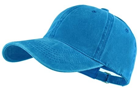 LANGZHEN Unisex Baseball Cap 100% Baumwolle Fits Männer Frauen Washed Denim Einstellbare Papa Hut (Schmuck Blau)