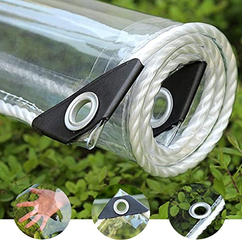 XRDSHY wasserdichte PVC Transparente Plane Mit Ösen,100% transparent Durchsichtig Abdeckplane, Über 500 Größenoptionen Terrassen Balkon Windschutz Regenschutz Planen Winterfest Gewächshausfolie, 3x7m