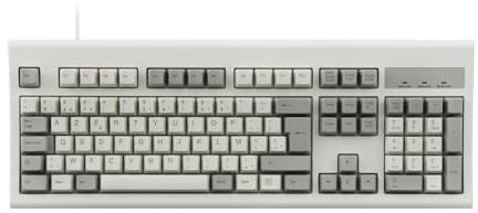 perixx PERIBOARD-106M, Clavier Style Rétro, Filaire USB pour Windows - Touches Ergonomiques Incurvées, Couleur Rétro Classique Gris/Blanc, Belge AZERTY
