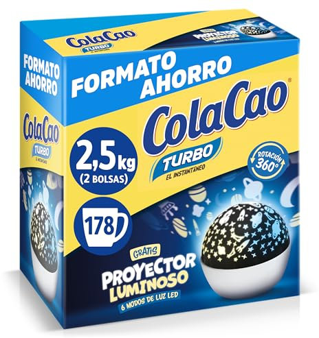 ColaCao, Turbo, Cacao Soluble Instantáneo Natural sin Aditivos - Formato Ahorro - 2,5kg (Taza Batidora Star Wars)