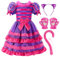ReliBeauty Costume Gatto Lilla Bambina Ragazza Vestito Carnevale Gatto con Accessori Halloween, (140 cm)