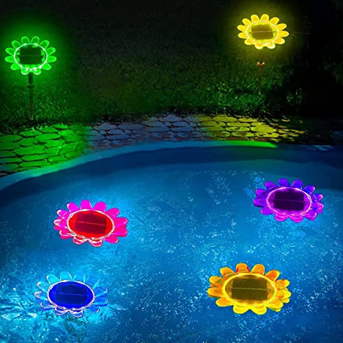Luces solares flotantes para Piscina, Luces solares de Girasol, 9 Colores RGB, Luces solares de Piscina Que cambian de Color con Control Remoto, Luces de Piscina Impermeables alimentadas por energía