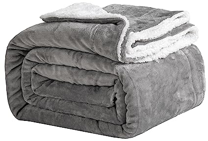 Good Nite Mantas 130x150cm, Manta y Colchas, Mantas para Sofa, Manta de Franela Sherpa Gruesa de Invierno Blanket (Gris)