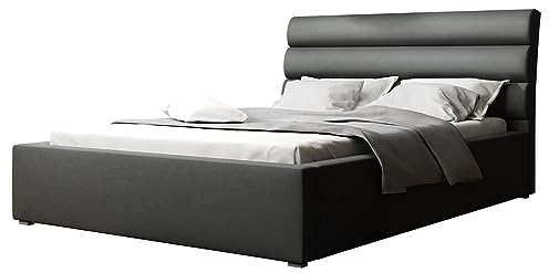 Mirjan24 Polsterbett Nizza mit Rollrost, Farbauswahl, Microfaser, Doppellbett, Bett, Ehebett mit Polsterkopfteil (Victoria 14 868, 200 x 200 cm)