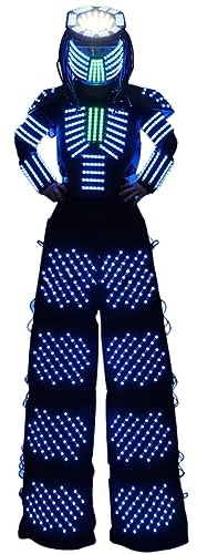 Earthradius Stilts Walker LED Robot Costumes LED Light Robot Suit For Party Performance Electronic Music Festival DJ Laser Clothing Show (M)