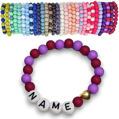 Armband mit Namen für Baby und Kind Mann Frau Schulkind | Namensarmband Taufarmband Geburtsarmband Gravur (lila bordeaux)