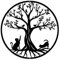 Luccyle Albero Della Vita In Metallo Decorazione Murale Silhouette Art, Decorazione da Parete Nera Silhouette Wall Art per La Casa, Camera da Letto,Giardino (Cat 30cm)
