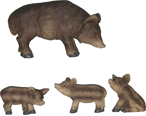 FADEDA 4X Wildschweinfamilie/Höhe:4 cm/handbemalt/detailgetreue Krippen Figuren - Weihnachten Tisch Dekoration Krippe Zubehör