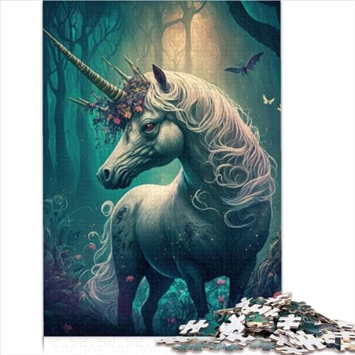 Puzzles EIN Cartoon-Einhorn 1000 Teile Holzpuzzle für Erwachsene Kinder ab 14 Jahren Lernen Lernspielzeug Familienspiele Weihnachten Geburtstagsgeschenke 1000 Stück (50 x 75 cm)