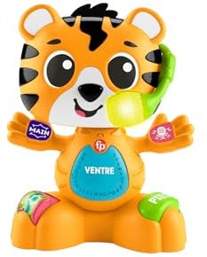 Fisher-Price Jouet d’éveil Sync Squad Tigre Parties du Corps pour bébé et tout-petit avec sons et lumières, à partir de 9 mois, version française, HYL00