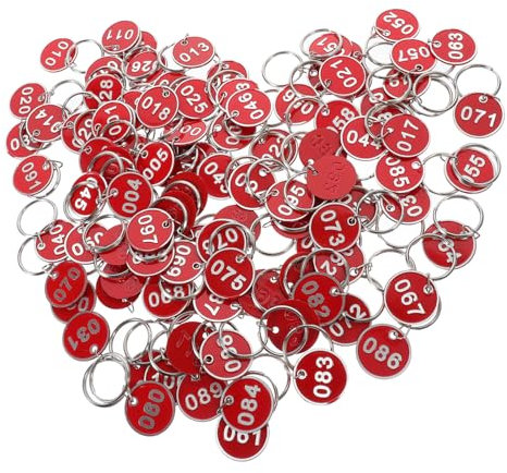 SEWACC 100 Stück Nummerierte Kennzeichnungs-Hängeetiketten aus Aluminiumlegierung Metall Schlüsselanhänger mit 1–100 Nummern Bunte Nummern-Id-Tags