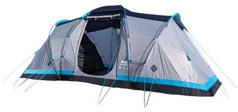 OLPRO Stafford 4.0-4 Berth Family Tent - 5,000 mm H/H Waterproof/UV Rating with Canopy Poles and Sewn In Groundsheet and blackout bedrooms