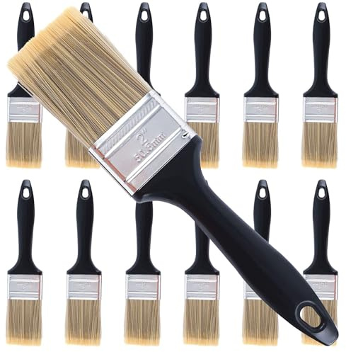 ZOENHOU 12 Pieces 2 Inch Paint Brush Set, Paint Brush Decorating with Treated Plastic Handle, Professional Paint Brushes Tools for DIY Paint, Home, Furniture, Fences, Deck, and Wall Trim, 2403061652