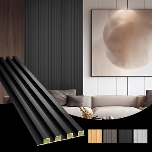 OUZUGIE WPC Acoustic Slat Wall Paneling, 8-Pack 96 x 6 Inches