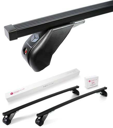 MODULA Portapacchi in Acciaio compatibile Con Volkswagen Maggiolino 2011-2019, Con tetto Standard, lunghezza 124cm, portata massima 60 kg, Nero