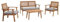 Mendler Garten-Garnitur HWC-N46, Lounge-Set Gartenlounge Bank Sessel Tisch, Holz Akazie MVG-Zertifiziert - Kissen grau