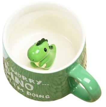Kengege Keramiktasse mit Dinosaurier, verstecktes 3D-Tier im Inneren, Becher für Tee, Milch, Kaffee, perfekt für Kinderdekorationen, beste Büro-Tasse, 350 ml