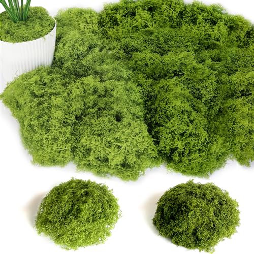 ROLLWAY 100g Kunstmoos zum Dekorieren, Kunstmoos zum Basteln Künstliches Moos Deko Kunst Moos Fake Dekomoos Bastelmoos für Wand Krippe Aquarium Krippe Modellbau Dunkelgrün 50G + Hellgrün 50G
