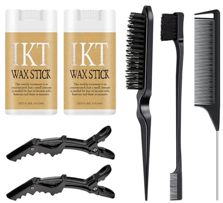 Pink Edge Comb 4 Pcs, Hair Wax Stick for Flyaway, Slick Back Hair Brush for Smooth, Teasing Brush for Add Volume, Rat Tail Combs for Parting