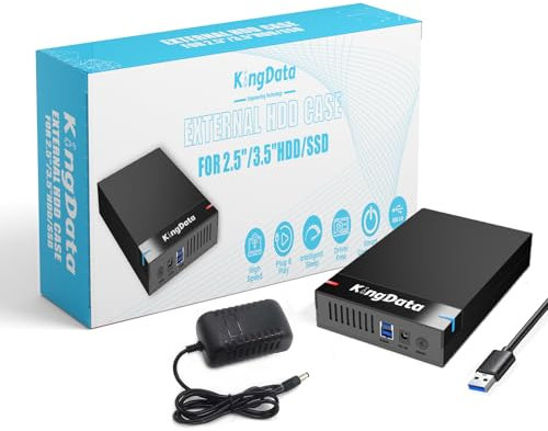 KingData Custodia per Hard Disk, USB 3.0 a SATA HDD Caddy per SSD HDD da 3,5 pollici con Adattatore di Alimentazione DC, Docking Station, Custodia per SSD HDD Senza Attrezzi con LED per Windows, Linux