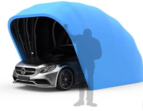 Garage Portatile 18x8.2x7.5ft | Carport semiautomatico per impieghi gravosi con Struttura Interamente in Metallo zincato | Carport per Automobili, Camion, Barche, Riparo per stoccaggio all'aperto, t
