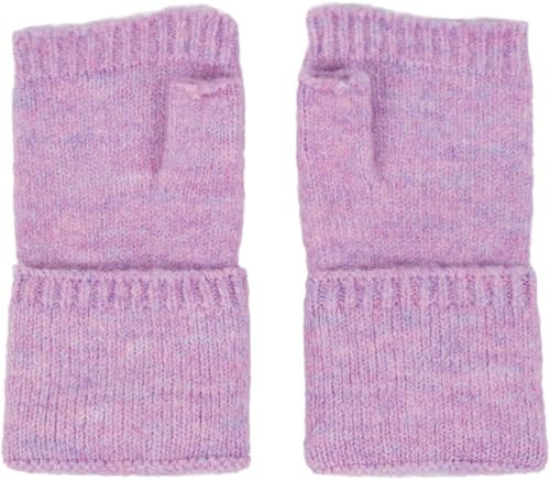 styleBREAKER Damen Fingerlose Strickhandschuhe Einfarbig mit Bund, warme Winter Handschuhe 09010052, Farbe:Flieder meliert