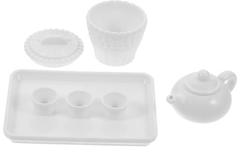 Vaguelly Juego de Té en Miniatura para Casa de Muñecas Tetera en Miniatura Tazas para Decoración de Minicasas Escenas en Miniatura