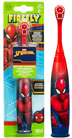 Firefly Spider-Man Kids Battery Toothbrush Surprise Colour | Kids battery toothbrush, soft bristles, small brush head, child-friendly Spider-Man design